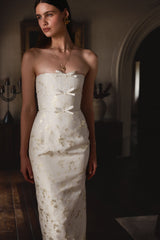 The Kim Dress in Champagne Cheverny Brocade