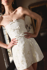 The Kimberlina Dress in Champagne Cheverny Brocade