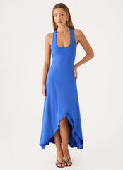 Kyrra Asymmetrical Midi Dress - Electric Cobalt