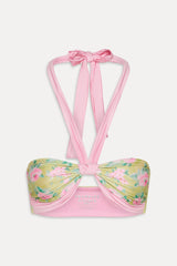 Leah Bandeau Halter Bikini Top - Nymphaea