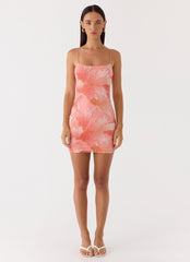 Liyah Beaded Mini Dress - Papaya
