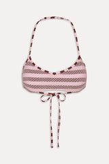 Lotus Mesh Striped Bikini Top - Strawberry Chocolate
