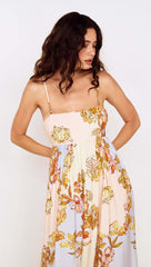 Pastel Floral Tie Detail Maxi Dress