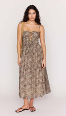 Leopard Tie Front Midi Dress