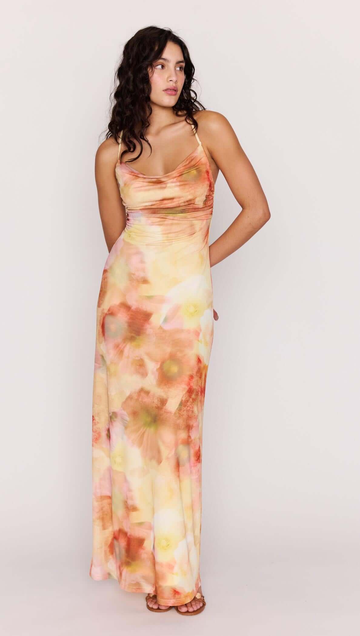 Sunset Tonal Mesh Maxi Dress