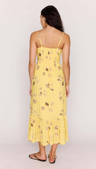 Yellow Printed Ecovero Summer Midi Dress