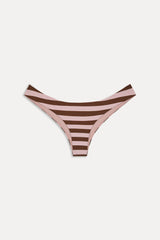 Marina Cheeky Striped Bikini Bottom - Strawberry Chocolate