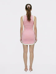 Wilhelmina Contrast-Trim Knit  Mini Dress -Pink