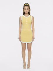 Wilhelmina Contrast-Trim Knit  Mini Dress -Yellow