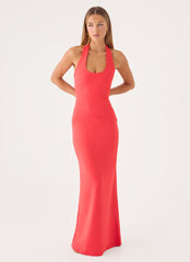 Nardin Maxi Dress - Coral Red