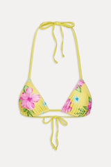 Nick Satin Beaded Bikini Top - Hibiscus Lemonade