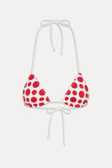 Nick Triangle Halter Bikini Top - Red Dottie
