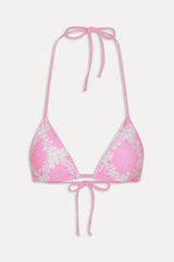 Nick Satin Triangle Bikini Top - Tropical Pink Polka Dot