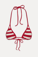 Nick Triangle Crochet Bikini Top - Red Ribbon