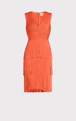 V Neck Fringed Midi Dress