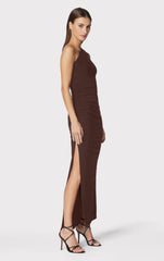 Ruched Jersey One Shoulder Midi Dress