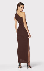 Ruched Jersey One Shoulder Midi Dress