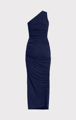 Ruched Jersey One Shoulder Midi Dress