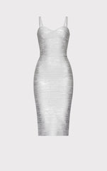 Foil Strappy Sweetheart Midi Dress
