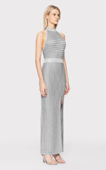 Lurex Eyelash Mock Neck Gown