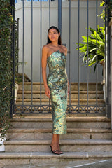Meliora Column Midi Dress in Green Floral