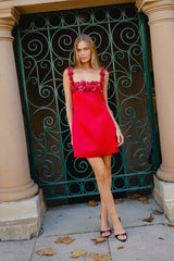 Lucetta Shift Mini Dress in Red