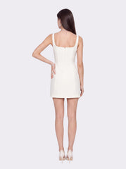 Sera Crystal-Button White Dress