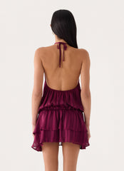 Parade Halter Mini Dress - Plum