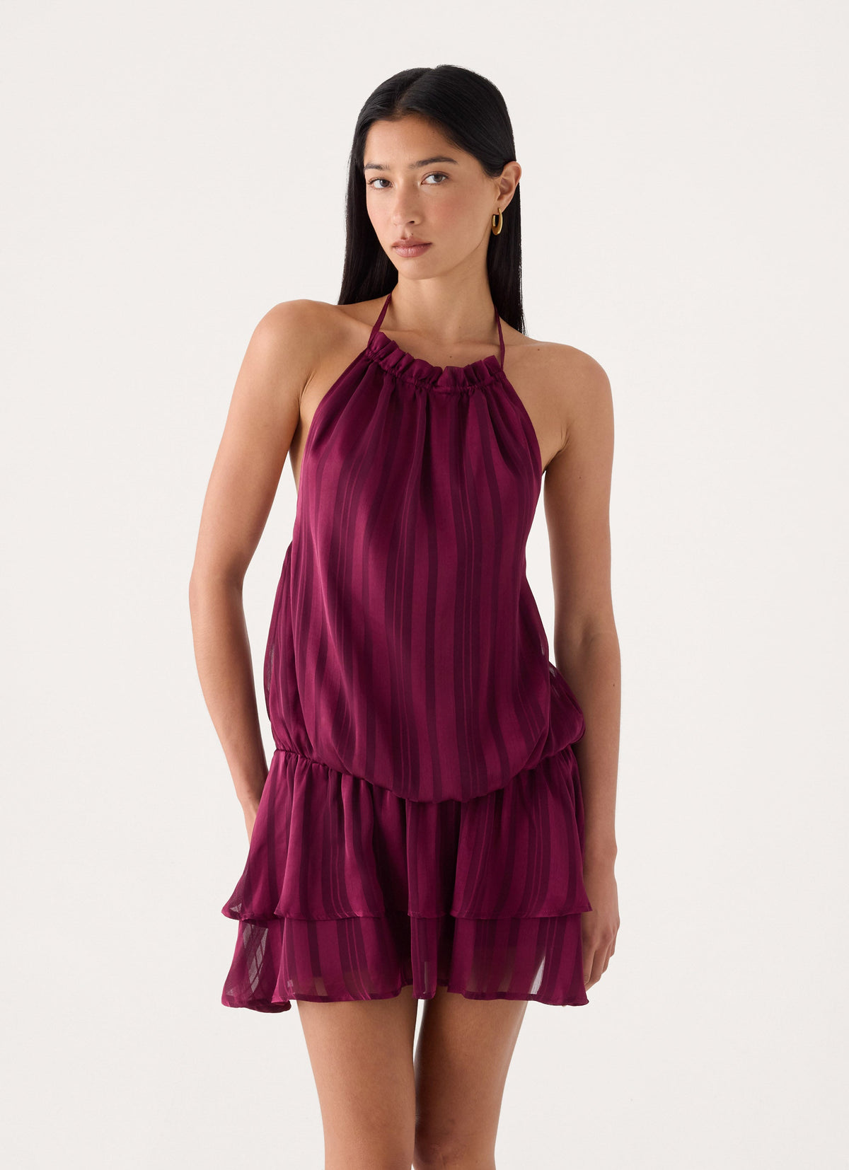 Parade Halter Mini Dress - Plum