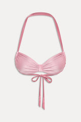 Reece Satin Halter Bikini Top - Sunset Pink