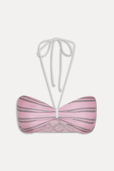 Rumi Reversible Satin Bikini Top - Pink Stripe