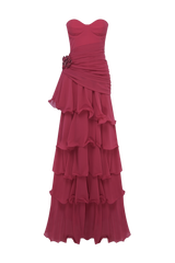 Floral Chiffon Corset Gown