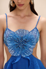 Chiffon Carmen Lotus Mini Dress
