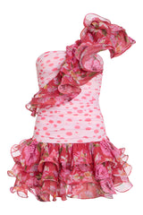 Peony Dots Ruffle Mini Dress (Runway)