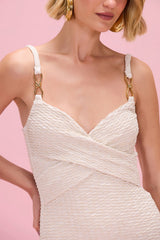 Golden Knit Ruffles Mini Dress
