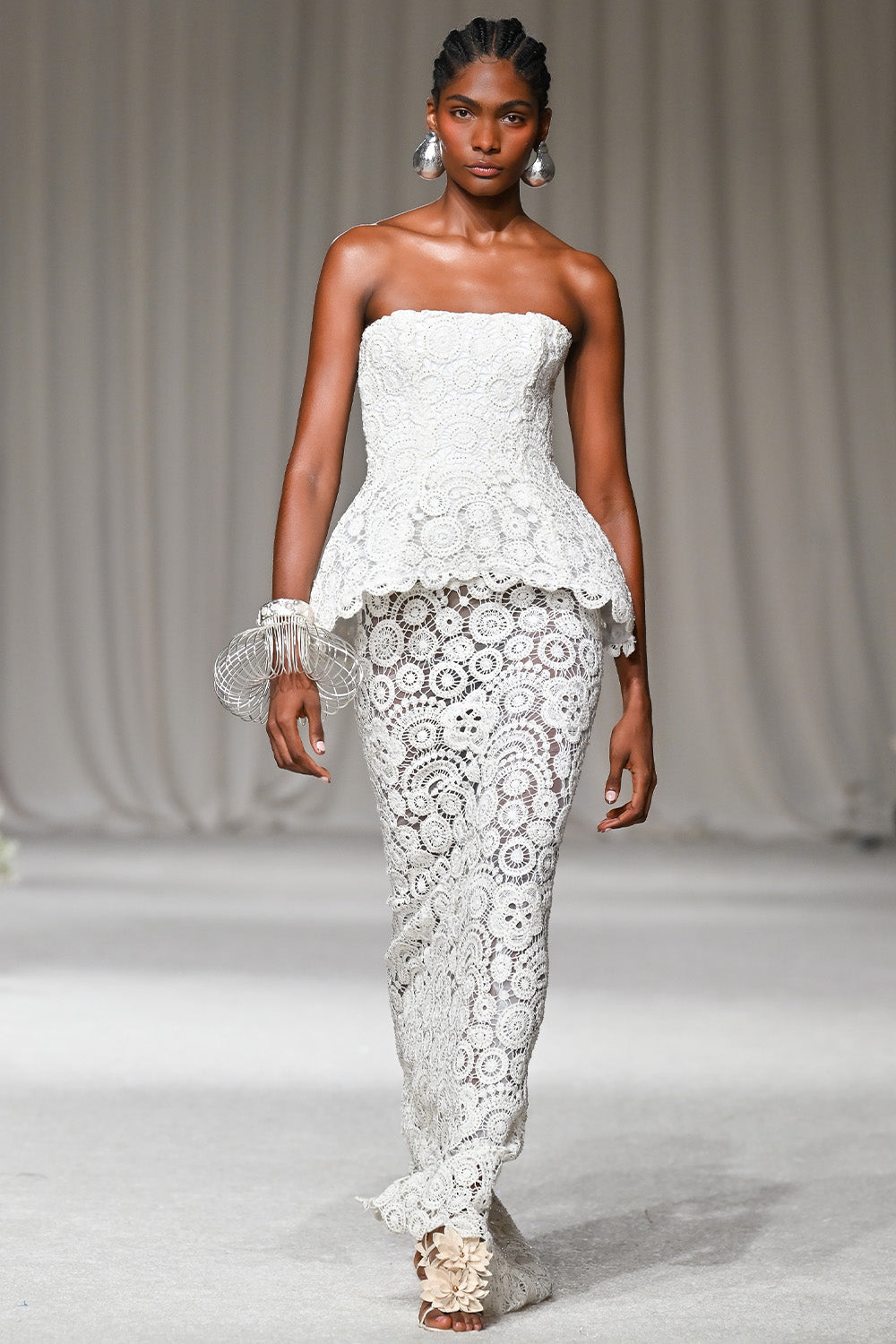Gal Embroidery Peplum Maxi Dress (Runway)