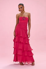 Floral Chiffon Corset Gown