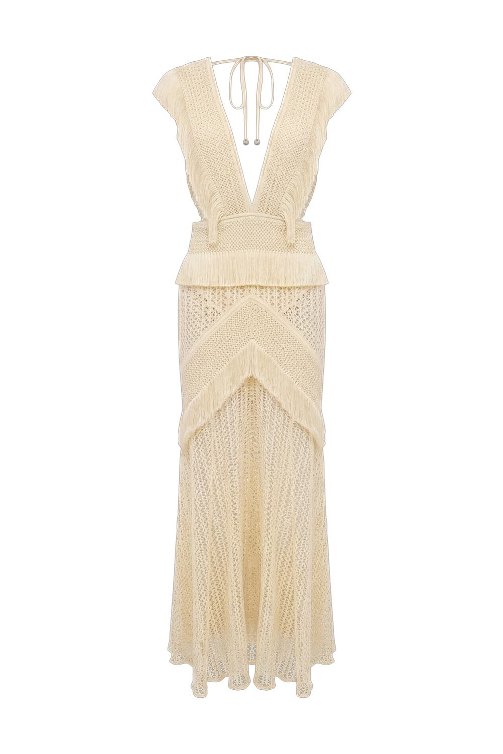 Ayla Fringe Plunge Maxi Dress