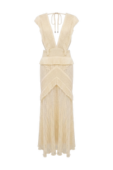 Ayla Fringe Plunge Maxi Dress