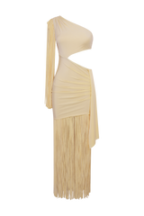 Lyria Jersey Fringe Cutout Dress