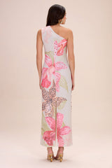 Orchid Bloom Beaded Tulle Maxi Dress Green