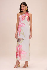 Orchid Bloom Beaded Tulle Maxi Dress Green