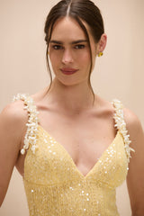 Iara Crochet Flowers Midi Dress