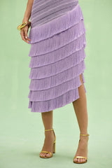 Lila Fringe Cut Out Midi Dress