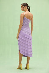 Lila Fringe Cut Out Midi Dress