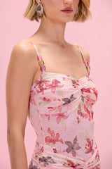 Orchid Bloom Chiffon Midi Dress