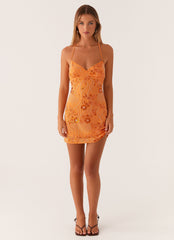 Vietta Sequin Cami Micro Mini Dress - Orange