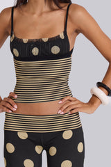 Lola Ruched Cami Top in Polkadot Stripe