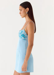 Zion Beaded Micro Mini Dress - Blue