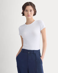 Cropped Crew In Pointelle | White